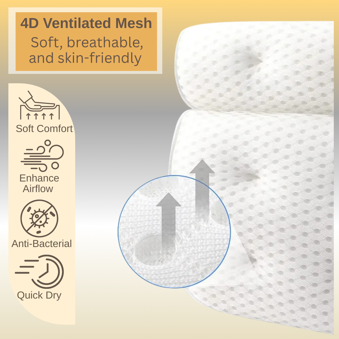 AquaRest™ 4D Air Mesh Bath Pillow