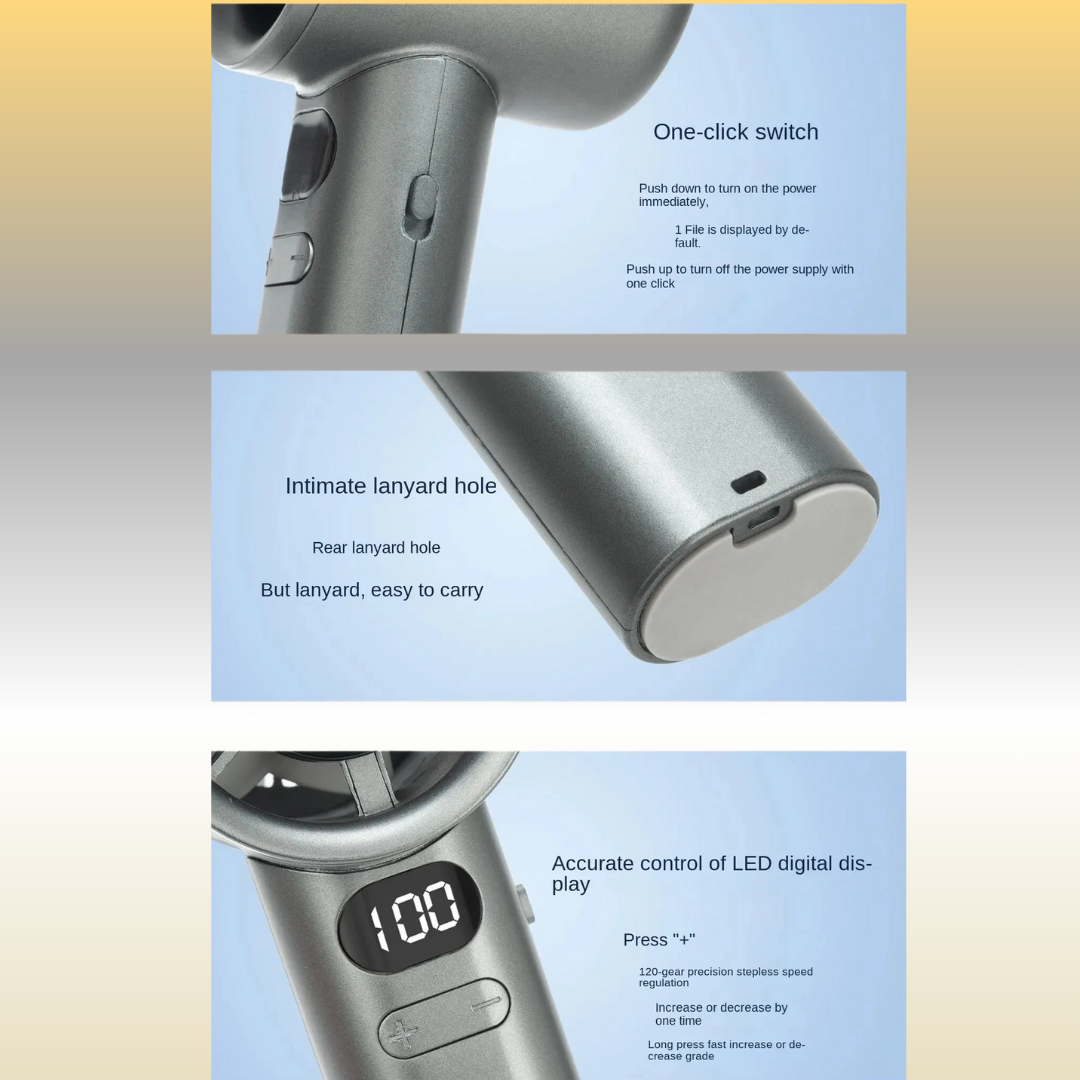 BreezePro™ 120-Speed Bladeless Hand Fan